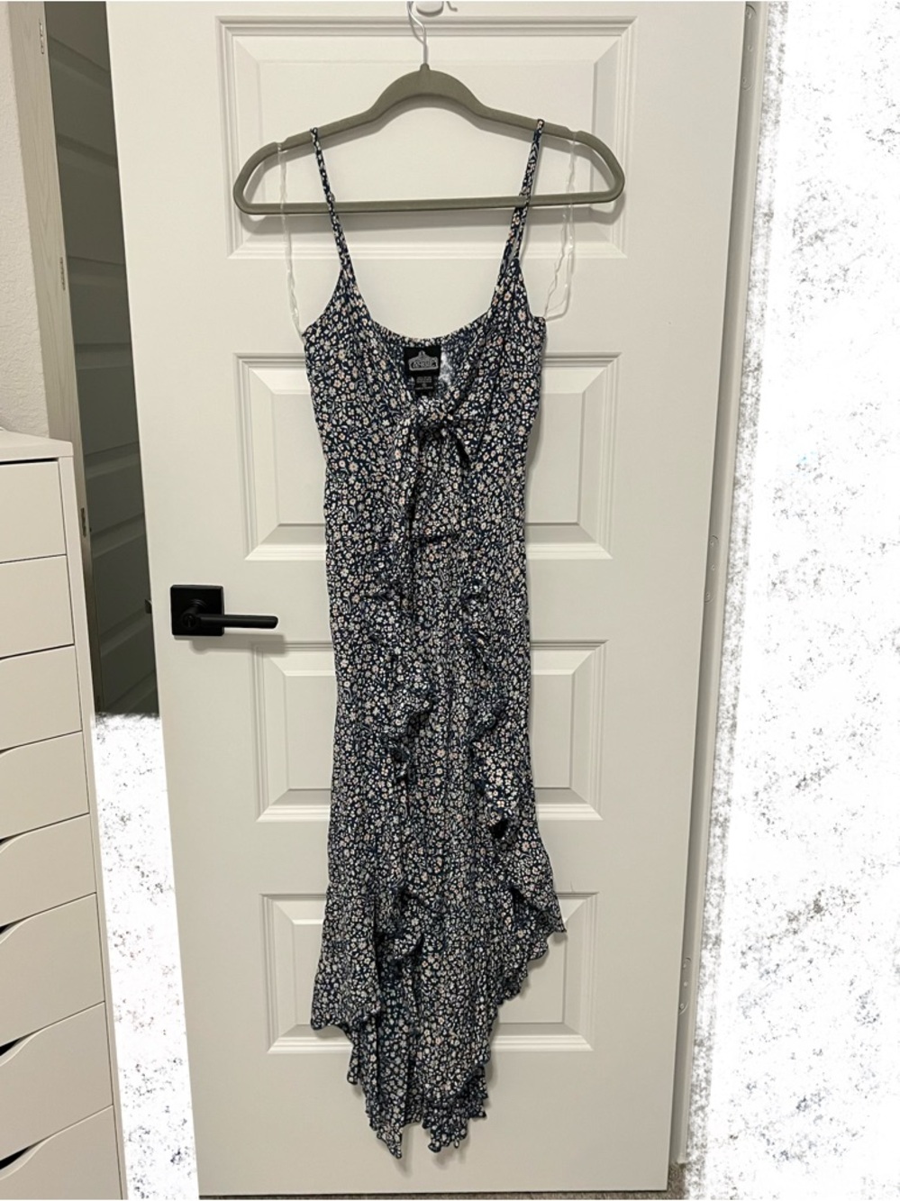 Angie Navy Floral High-Low Maxi Dress